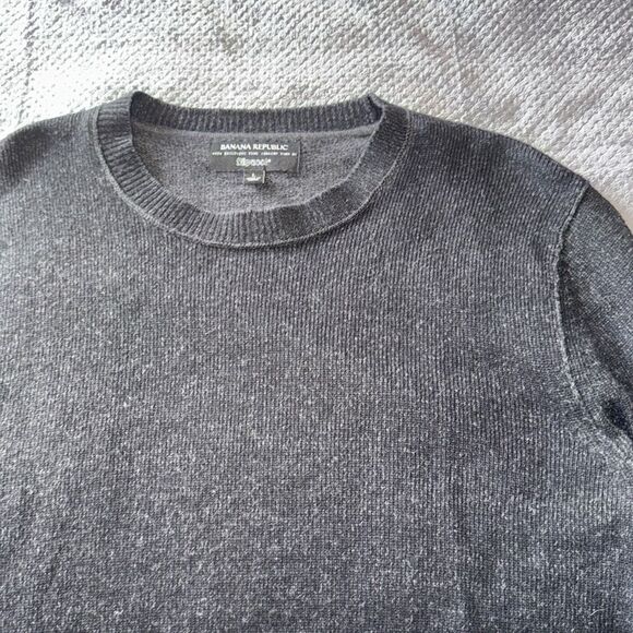 Banana Republic‎ Men's Italian Yarn Wool Sweater Large Black Merino Blend - Picture 2 of 9